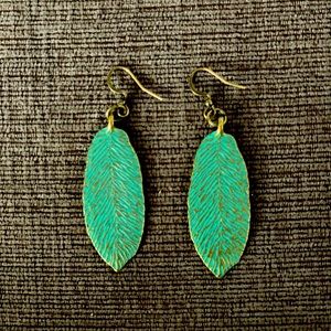 Green Leaf Earrings